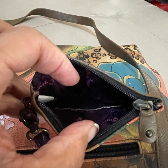 Anuschka Hand Painted Leather Bag With Coin Purse - Picture 16 of 16